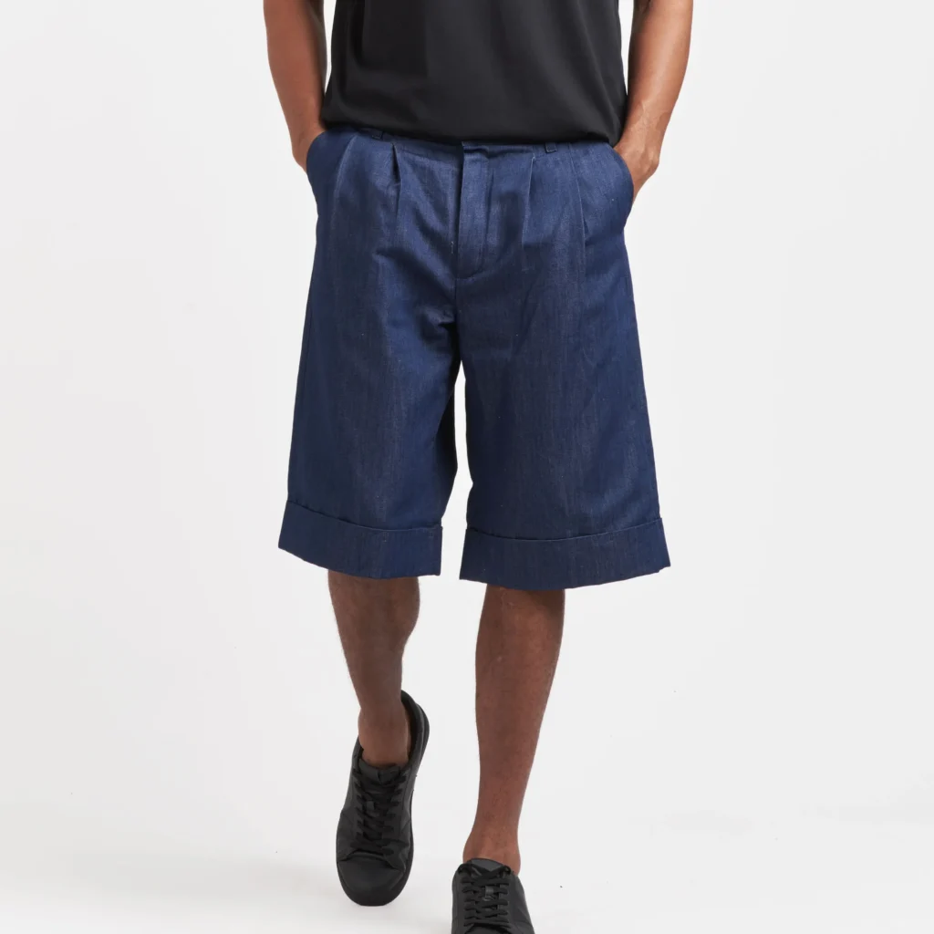 Un short en lin style denim de la marque atelier Tuffery