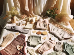 A-beautifully-curated-collection-of-eco-friendly-menstrual-lingerie-displayed-on-a-soft-natural-fabric-background.-The-scene-is-bright-and-inviting