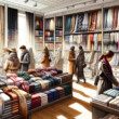 boutique-dans-laquelle-se-trouve-des-étagères-où-sont-disposés-une-multitude-d'écharpes-et-de-foulards-dans-des-tons-clairs-sombres-et-colorés
