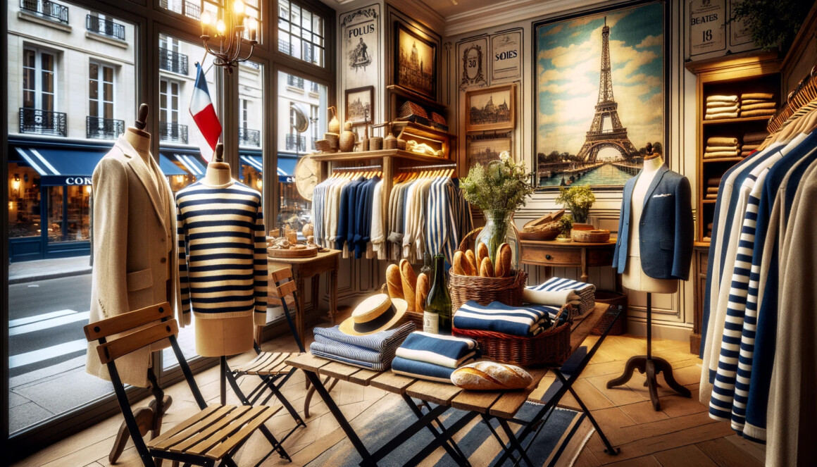 -linterieur-dune-boutique-de-vetements-ecoresponsables-situee-en-France-integrant-des-elements-tres-cliches-de-la-culture-francaise