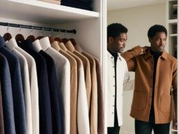Top liste des surchemises responsables - un homme dans un dressing essaye des surchemises
