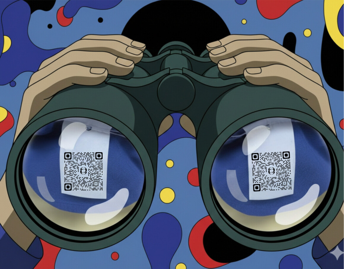 illustration-jumelles-qr-code-dans-le-reflet-des-verres
