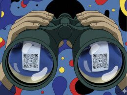 illustration-jumelles-qr-code-dans-le-reflet-des-verres