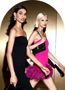 Deux robes courtes noire et fuchsia 