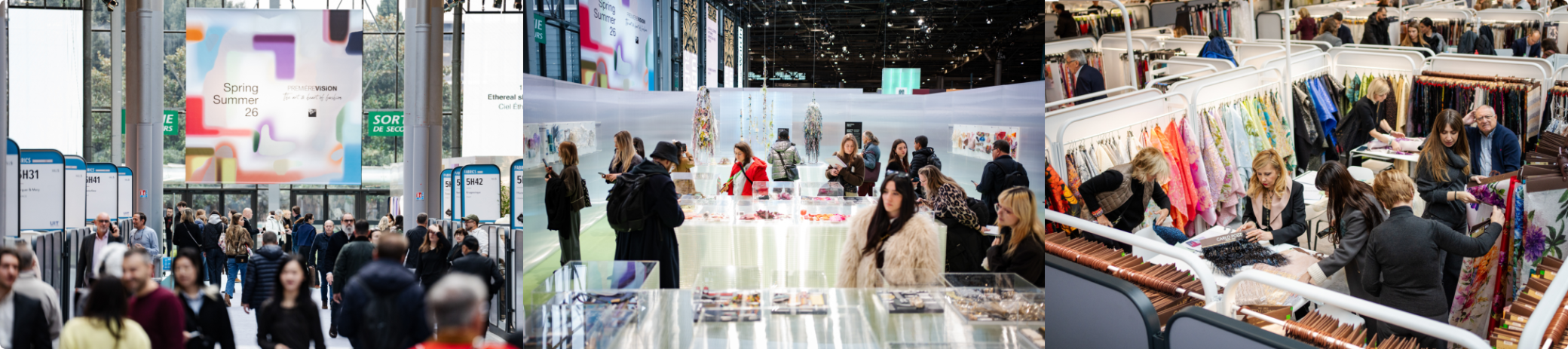 groupe de personnes à un salon textile