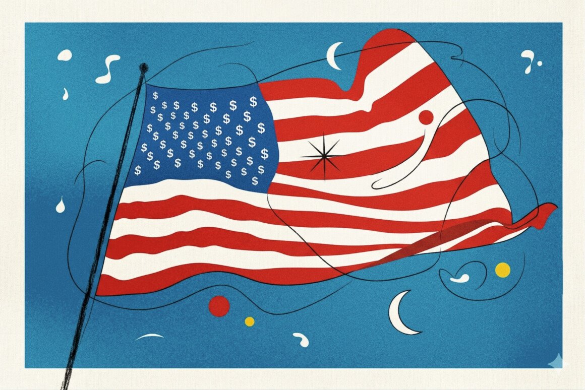drapeau-des-états-unis-avec-des-signes-dollars-remplaçant-les-étoiles