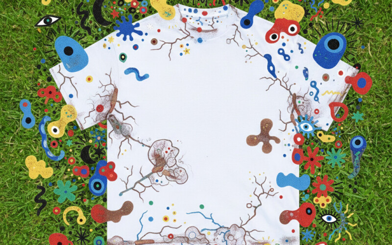 image-ia-t-shirt-blanc-posé-dans-l-herbe