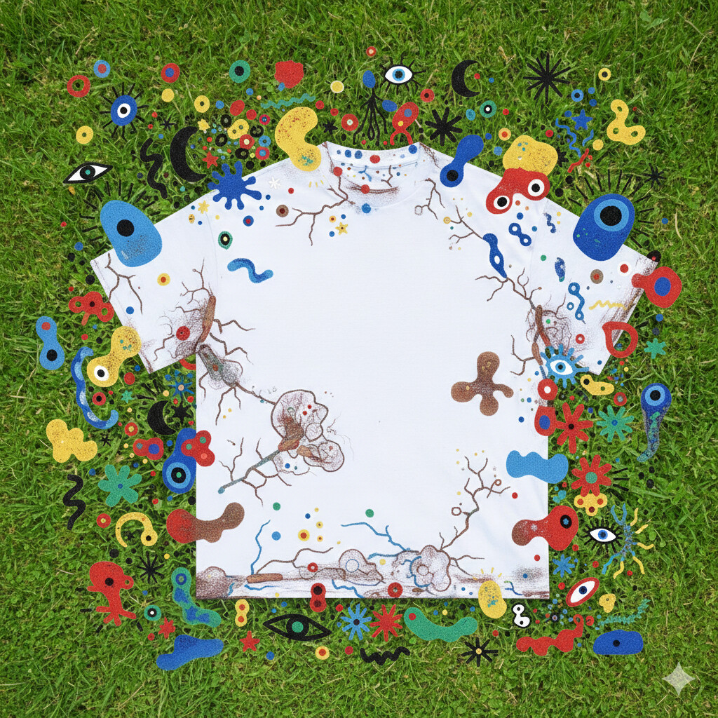 image-ia-t-shirt-blanc-posé-dans-l-herbe