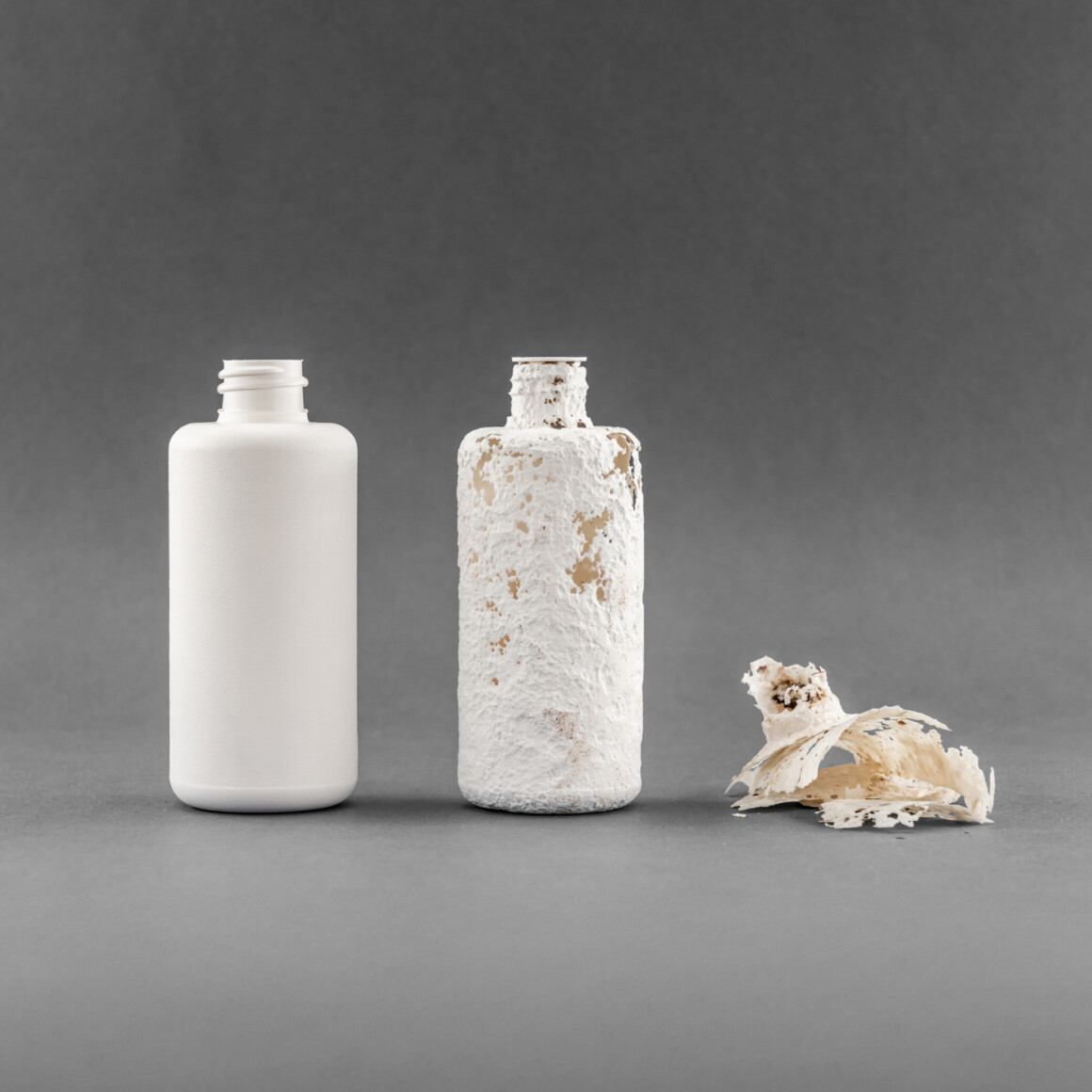 bouteilles en bio plastique en décomposition