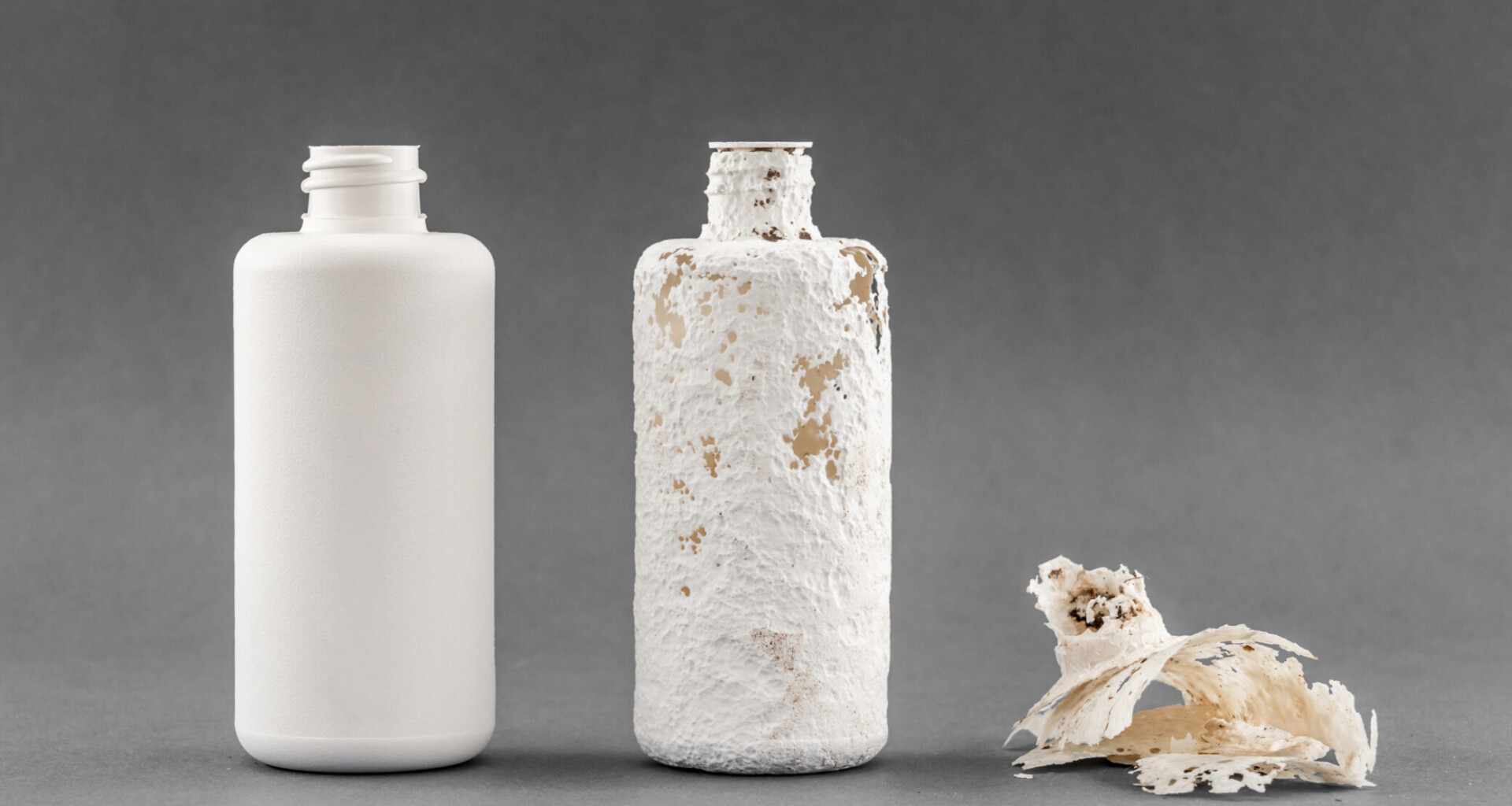 bouteilles en bio plastique en décomposition