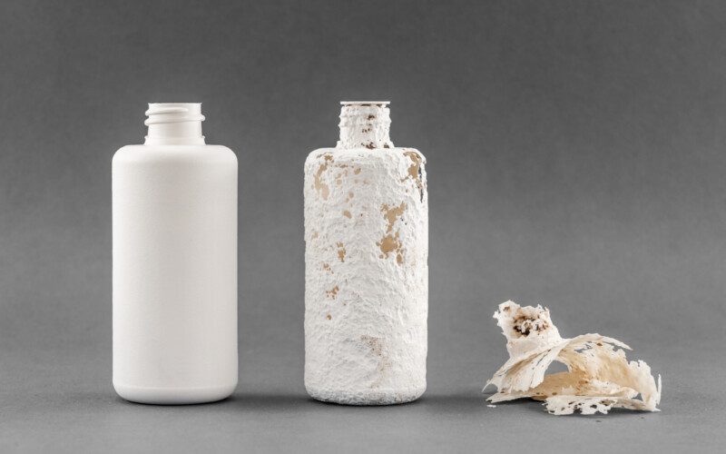 bouteilles en bio plastique en décomposition