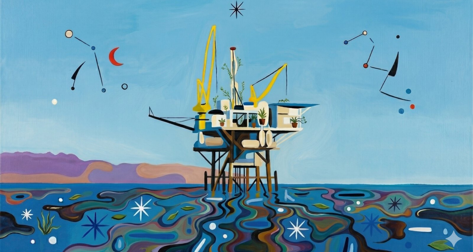 illustration-plateforme-pétrolière-avec-des-plantes