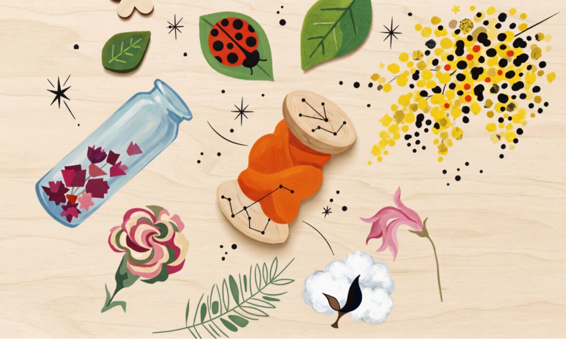 illustration-d-une-bobine-de-fil-orange-sur-une-table