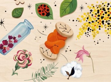 illustration-d-une-bobine-de-fil-orange-sur-une-table